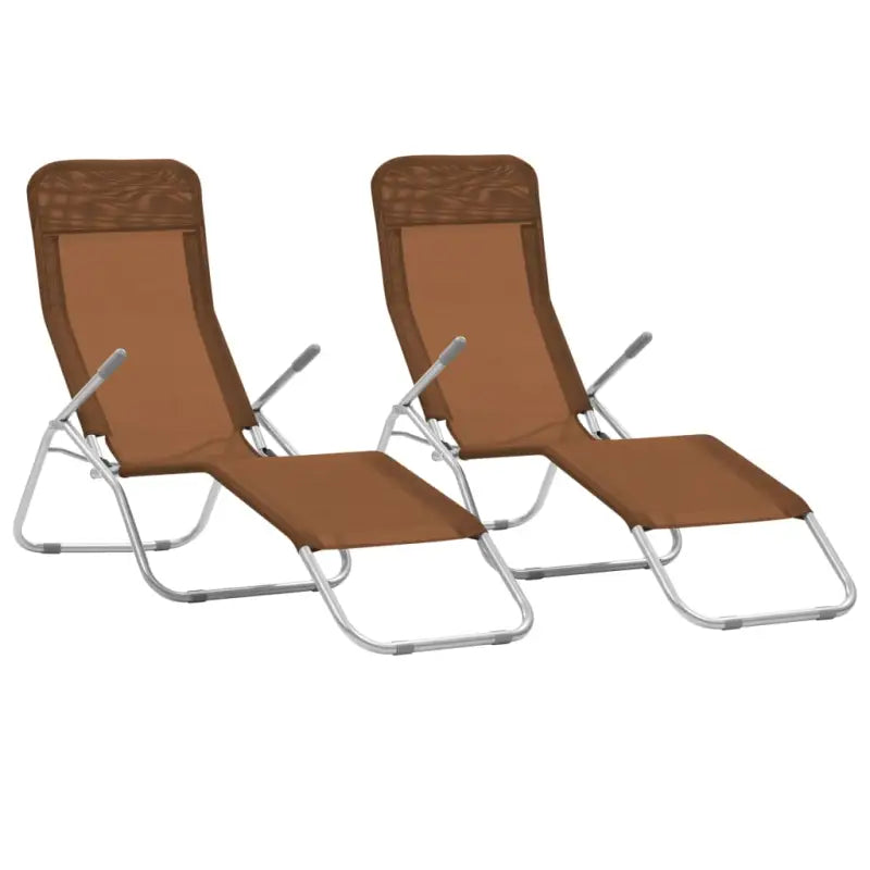 Ligstoelen met gepoedercoat staal levering bevat voor tuin en strand - Taupe / 2 - Ligstoelen
