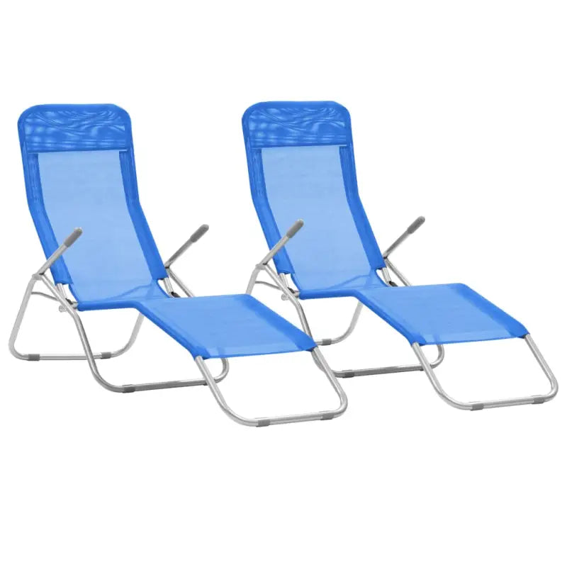 Ligstoelen met gepoedercoat staal levering bevat voor tuin en strand - Blauw / 2 - Ligstoelen