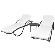 Ligstoelen met gepoedercoat stalen frame voor tuin en strand - Zwart / 5 / Ja - Ligstoelen
