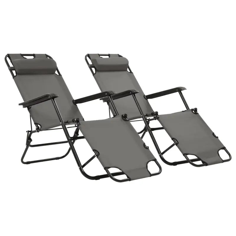 Ligstoelen met polyester stof en gepoedercoat staal voor buitengebruik - Grijs / 2 - Ligstoelen