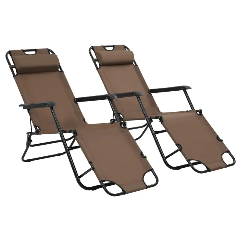 Ligstoelen met polyester stof en gepoedercoat staal voor buitengebruik - Bruin / 2 - Ligstoelen