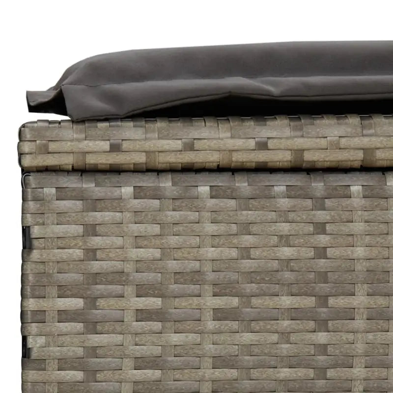 Ligstoelen met tafel van PE-rattan in grijs materiaal voor buitengebruik - Ligstoelen