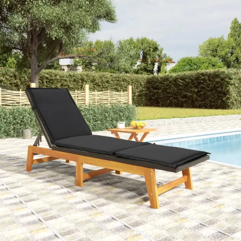 Ligstoelen set met massief acaciahout en verstelbare rugleuning - 1 / Ligbed + Tafel / Ja - Ligstoelen