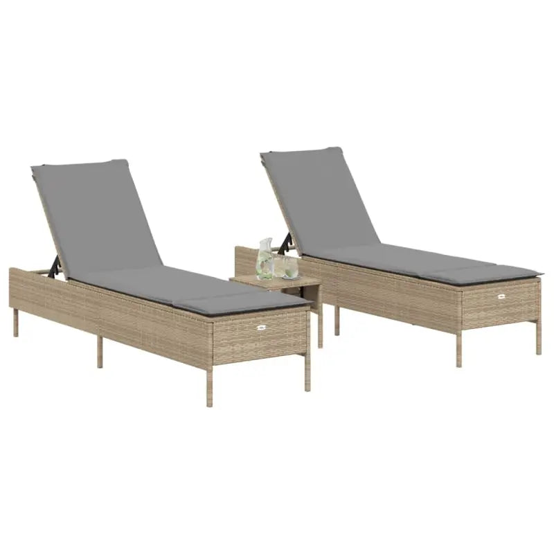 Ligstoelen set met poly rattan en comfortabele zitervaring - Ligstoelen