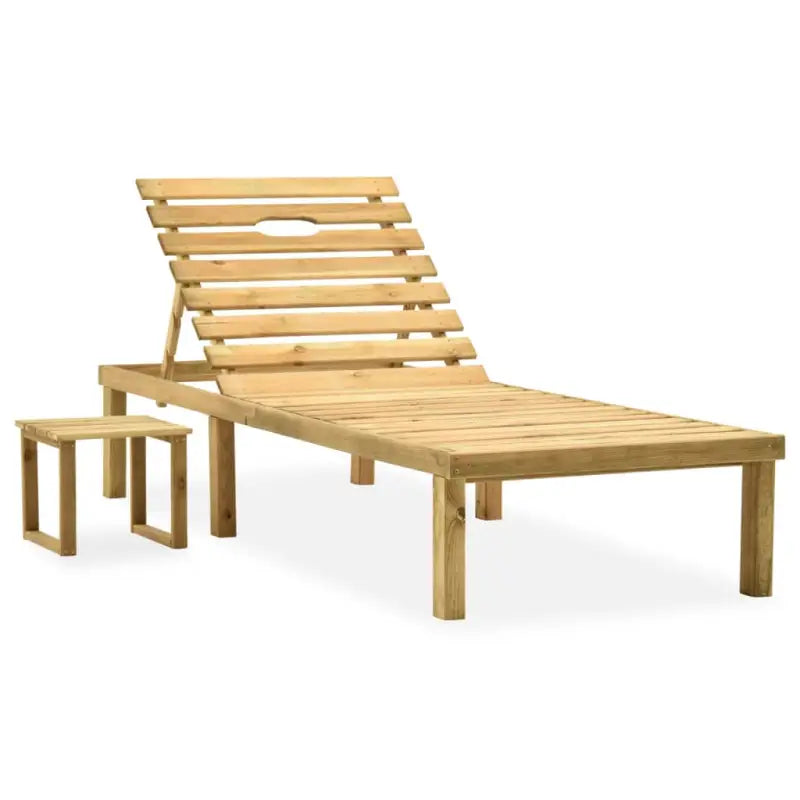 Ligstoelen van geïmpregneerd grenenhout met rustieke charme - 1 / Met tafel - Ligstoelen