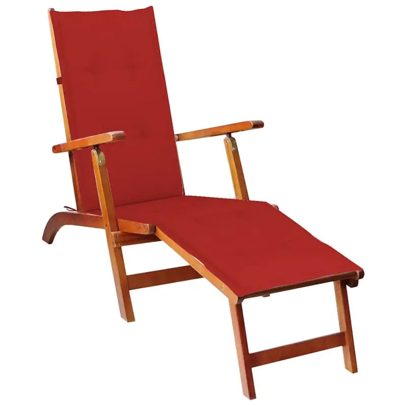 Ligstoelen van massief acaciahout met elastische band en sets touwtjes - Rood / 1 - Ligstoelen