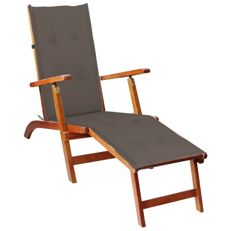 Ligstoelen van massief acaciahout met elastische band en sets touwtjes - Taupe / 1 - Ligstoelen