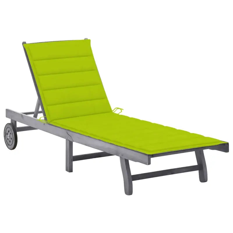 Ligstoelen van massief acaciahout met greywash afwerking voor buiten - Heldergroen / 200 x 63 x 85 cm / 1 - Ligstoelen