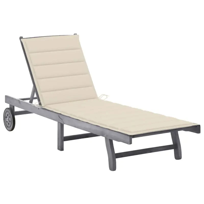 Ligstoelen van massief acaciahout met greywash afwerking voor buiten - Crème / 200 x 63 x 85 cm / 1 - Ligstoelen