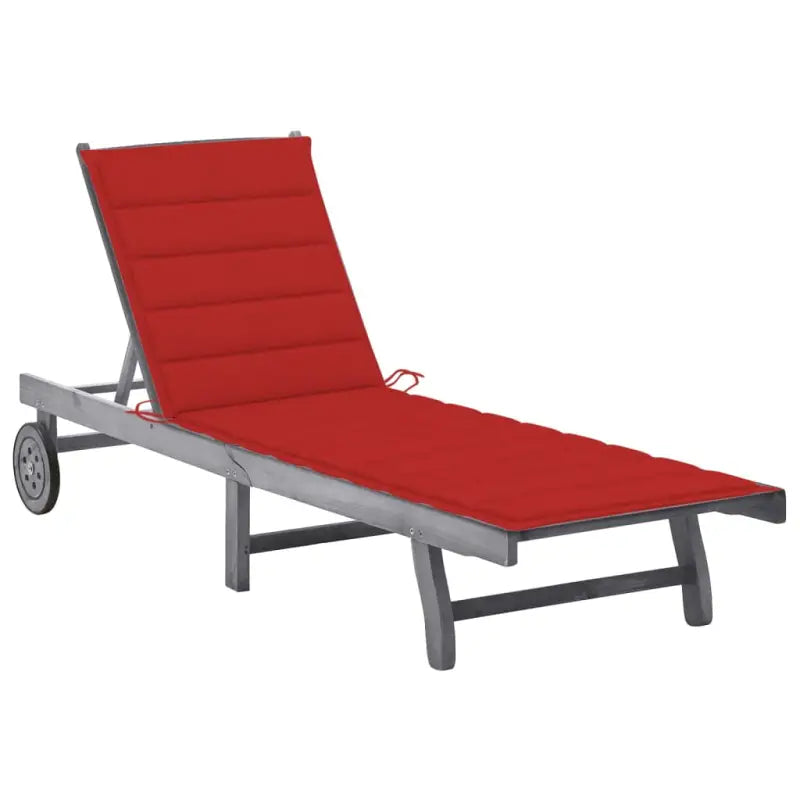 Ligstoelen van massief acaciahout met greywash afwerking voor buiten - Rood / 200 x 63 x 85 cm / 1 - Ligstoelen