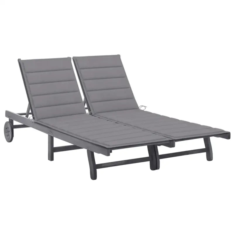 Ligstoelen van massief acaciahout met greywash afwerking voor buiten - Grijs / 200 x 123 x 85 cm / 1 - Ligstoelen