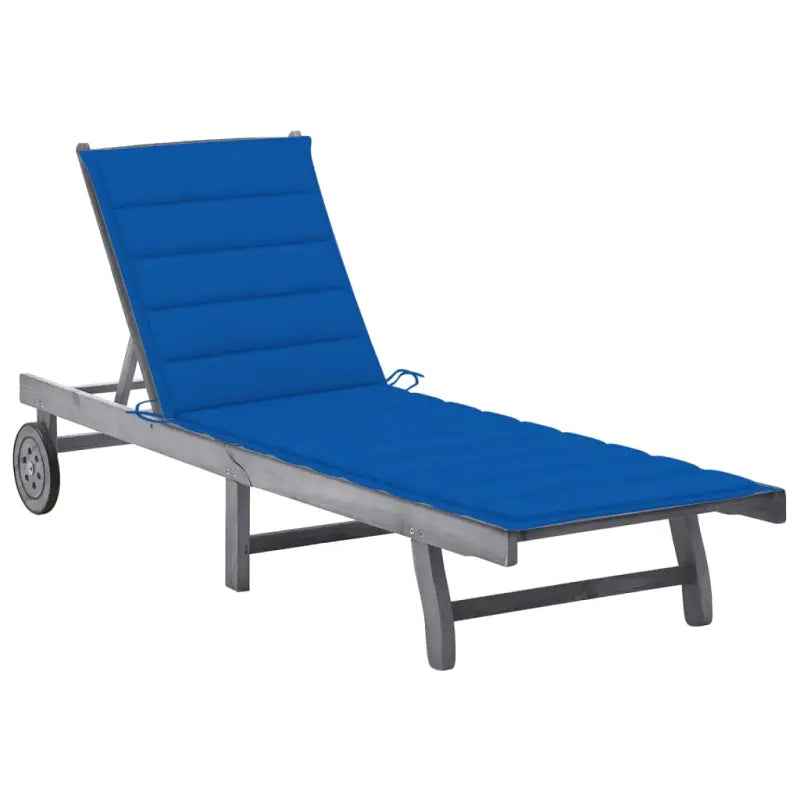Ligstoelen van massief acaciahout met greywash afwerking voor buiten - koningsblauw / 200 x 63 x 85 cm / 1 - Ligstoelen