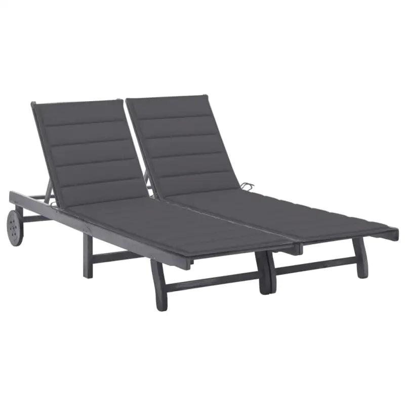 Ligstoelen van massief acaciahout met greywash afwerking voor buiten - Antraciet / 200 x 123 x 85 cm / 1 - Ligstoelen