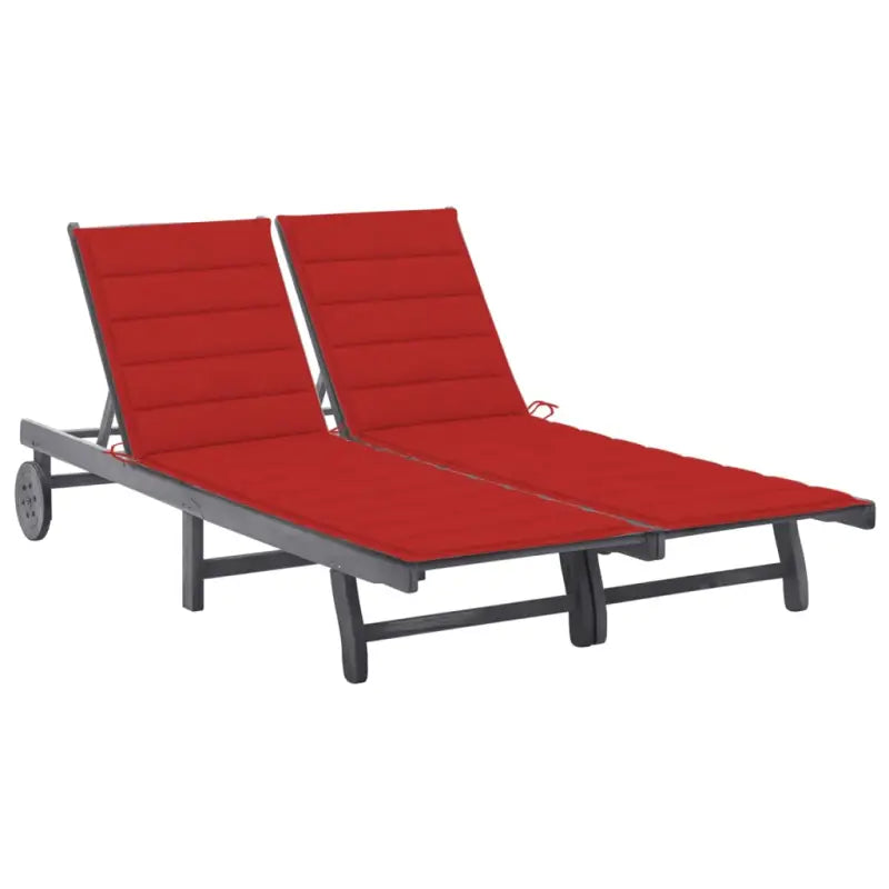 Ligstoelen van massief acaciahout met greywash afwerking voor buiten - Rood / 200 x 123 x 85 cm / 1 - Ligstoelen