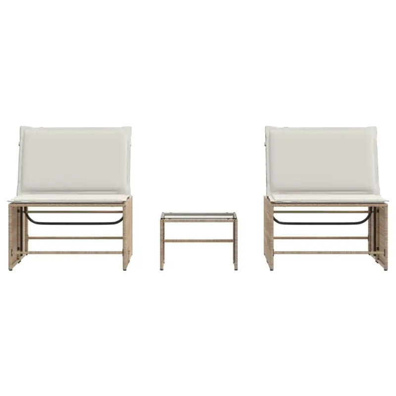 Ligstoelen van poly rattan met gemakkelijk schoon en gehard glas oppervlak - Ligstoelen