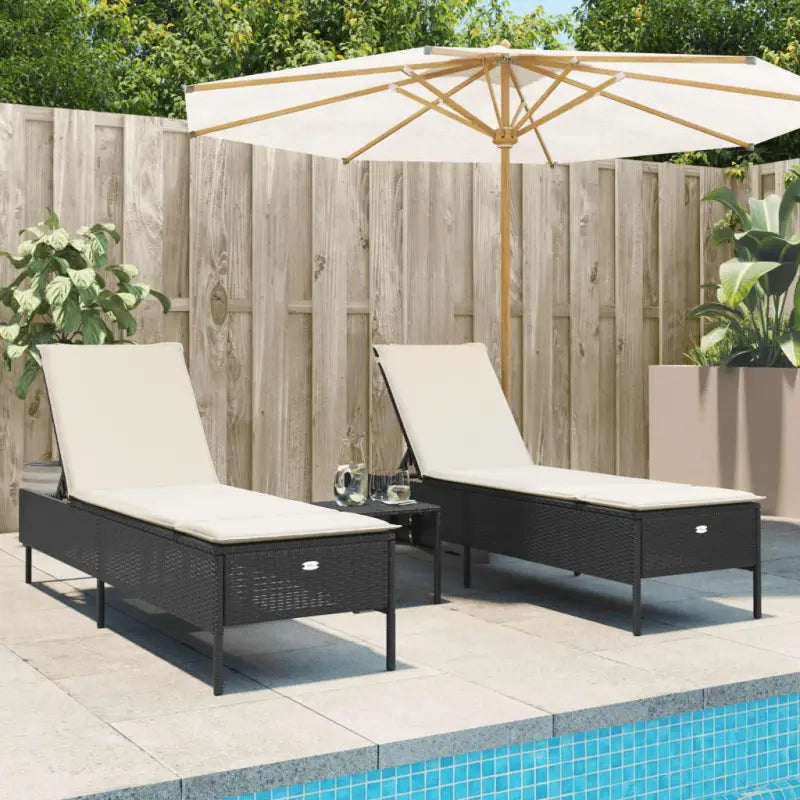 Ligtstoelen van poly rattan voor een comfortabele zitervaring met wasbare hoes - Zwart / 1 / Dichtgeweven - Ligstoelen
