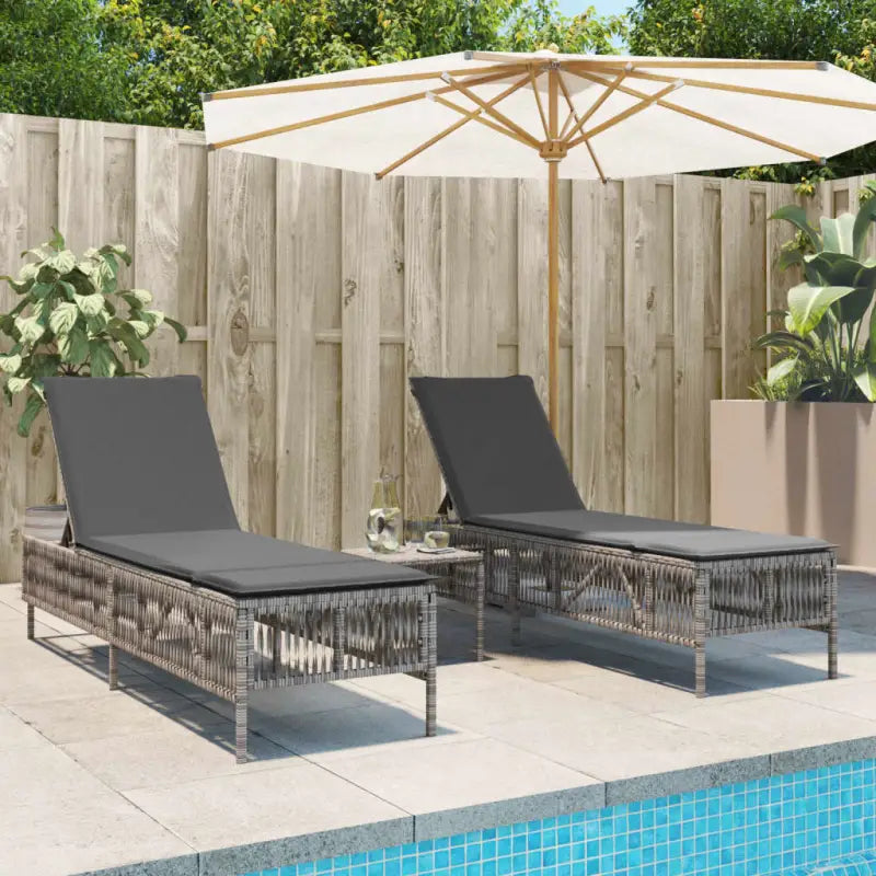 Ligtstoelen van poly rattan voor een comfortabele zitervaring met wasbare hoes - Grijs / 1 / Lijngeweven - Ligstoelen