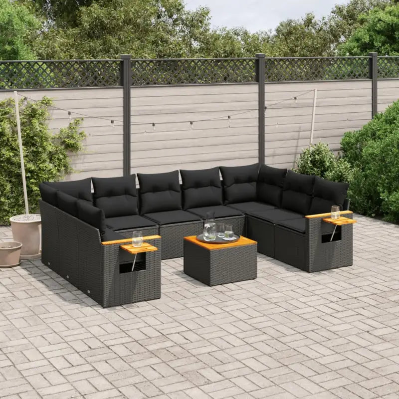 Lounge Dressoir Tuinset met zwart materiaal en gepoedercoat staal - Zwart / Met tafel - Tuinsets