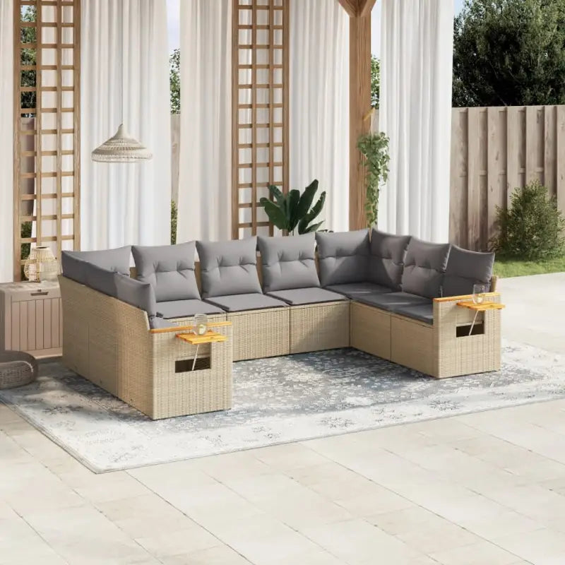 Lounge Dressoir Tuinset met zwart materiaal en gepoedercoat staal - Beige en grijs / Zonder tafel - Tuinsets