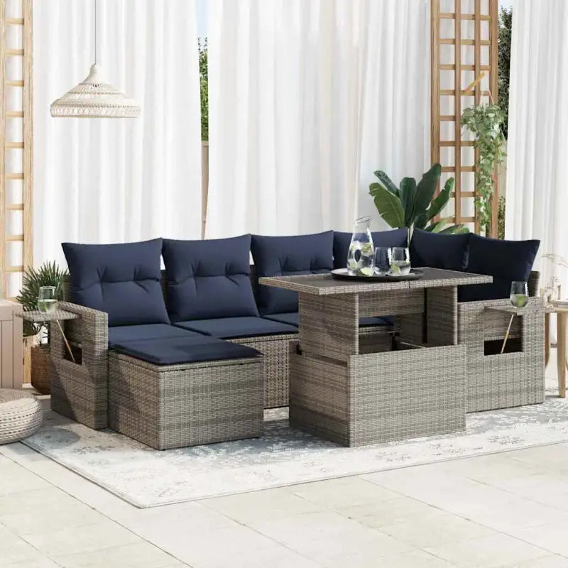 Lounge loungeset in grijs materiaal met waterdichte tas en gepoedercoat staal - Grijs / met opbergruimte - Tuinsets