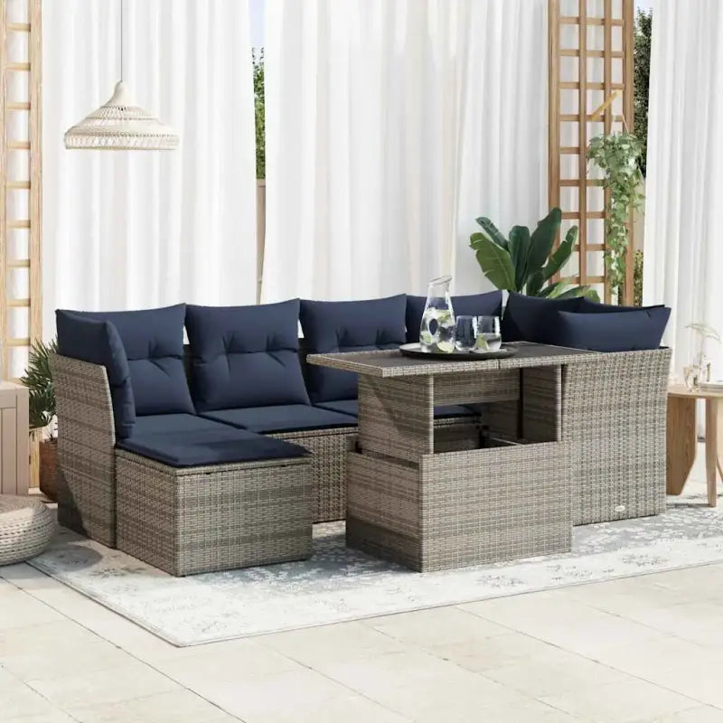 Lounge Set Grijs met Waterdichte Tas en Gepoedercoat Staal voor in de tuin - Grijs / met opbergruimte - Tuinsets