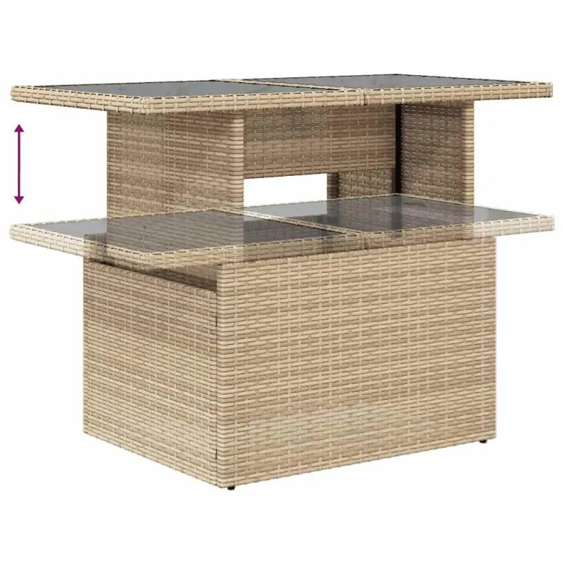 Lounge set in beige materiaal en gepoedercoat staal met afmetingen - Tuinsets