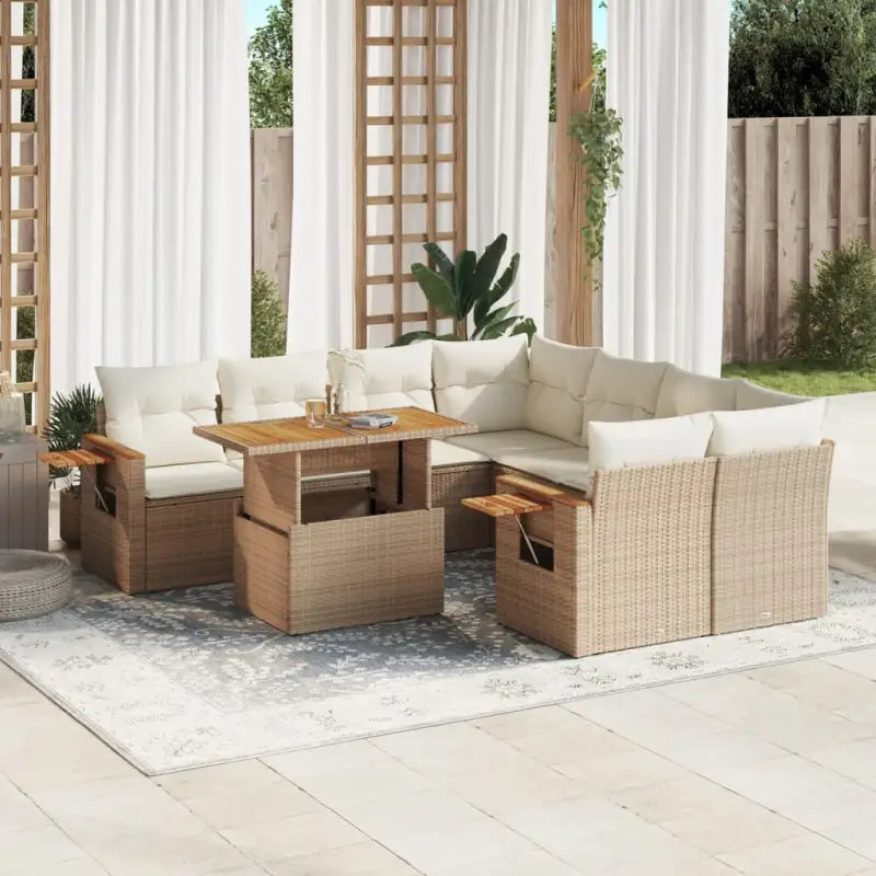 Lounge set in beige materiaal met gepoedercoat staal en comfortabele afmetingen - beige en crèmekleurig / zonder