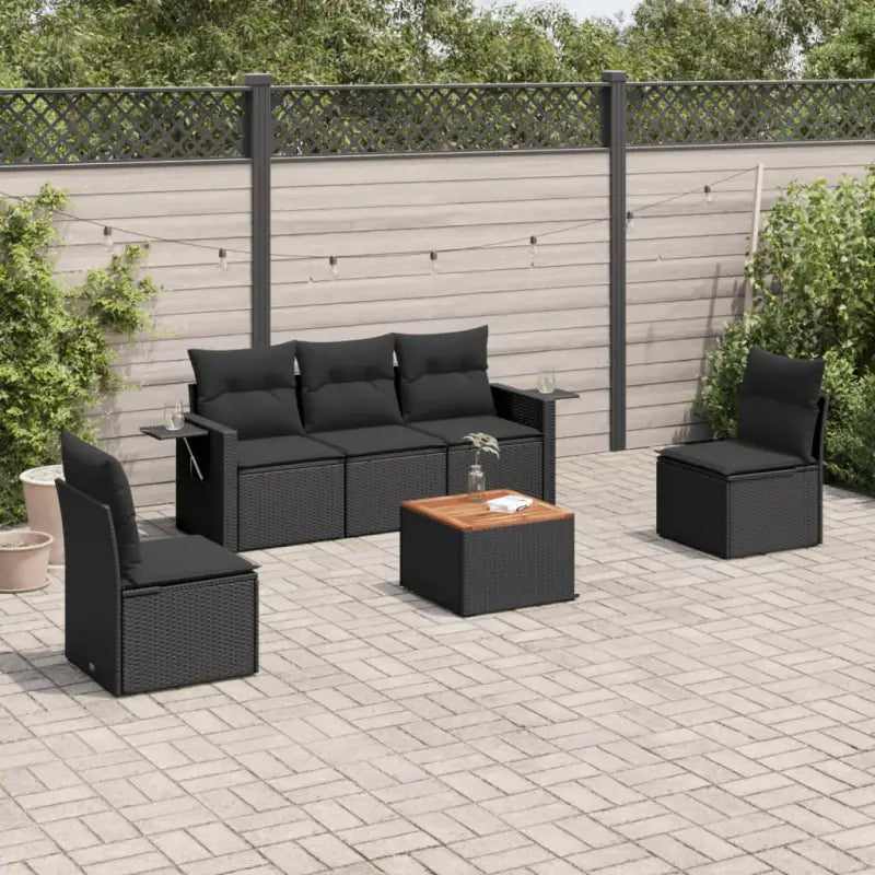 Lounge set in zwart materiaal met gepoedercoat staal en waterdichte tas - Zwart - Tuinsets