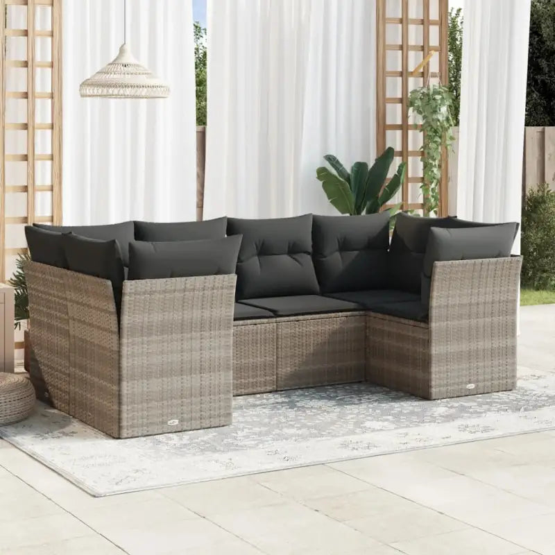 Lounge set met waterdichte tas en poly rattan voor tuin of terras - Lichtgrijs - Tuinsets