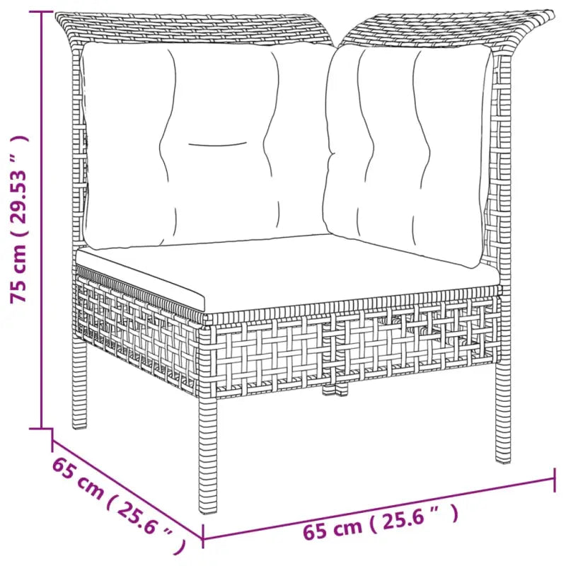 Lounge set van poly rattan met gepoedercoat staal afmetingen in grijs materiaal - Tuinsets