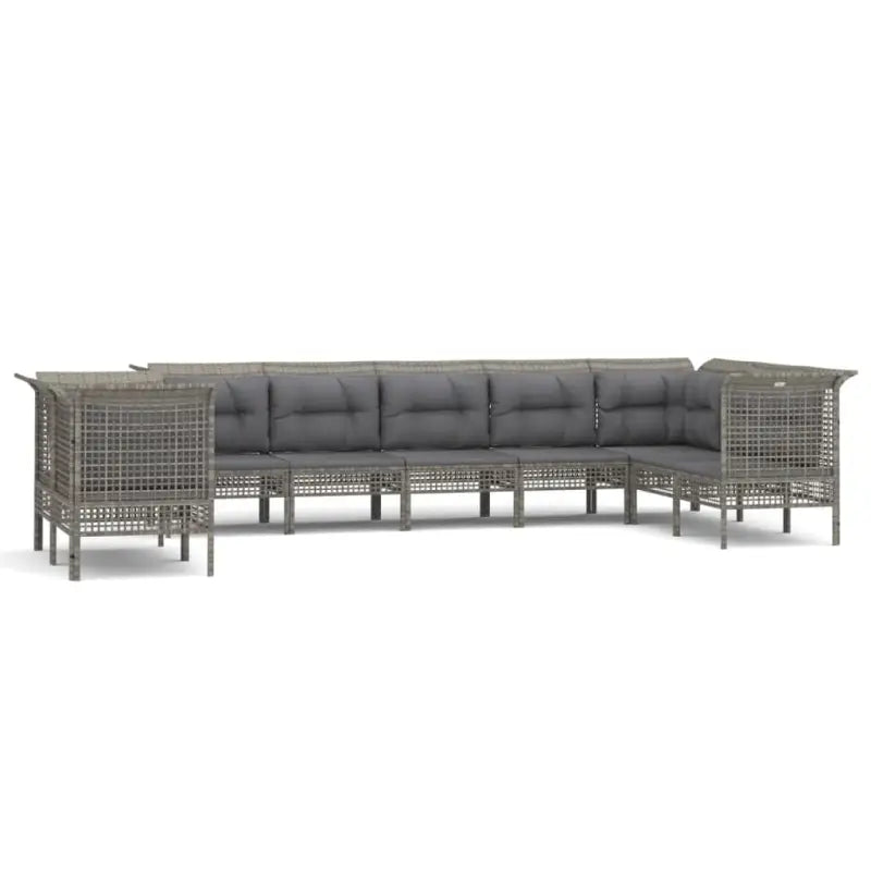 Lounge set van poly rattan op gepoedercoat staal in grijs materiaal - Tuinsets