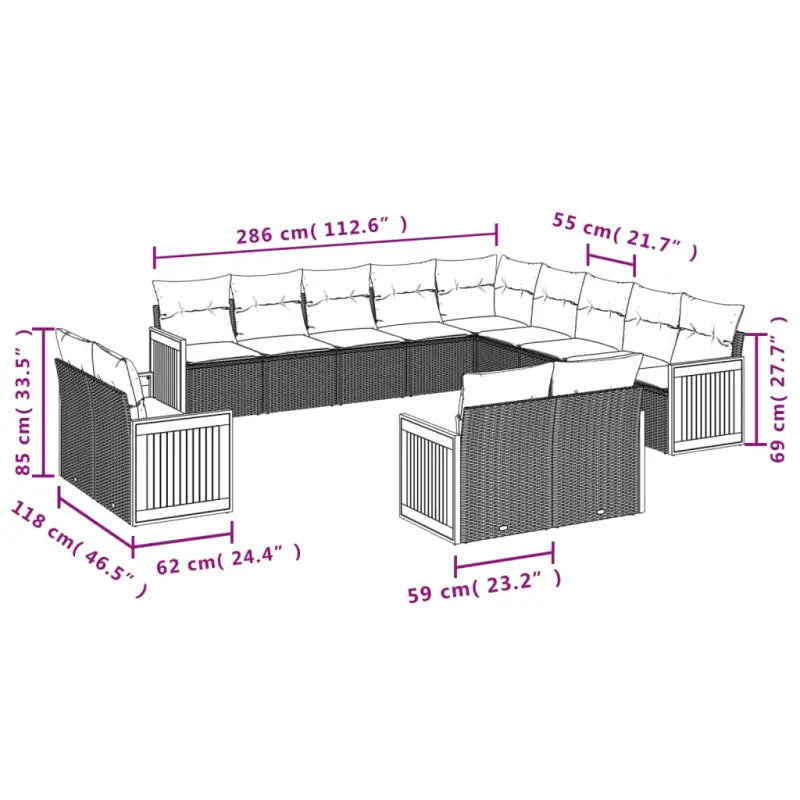 Lounge set van zwart materiaal met waterdichte zak en gepoedercoat staal - Tuinsets