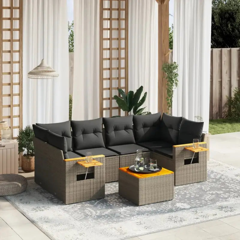 Lounge tuinset in beige materiaal met gepoedercoat staal en comfortabele afmetingen - Grijs - Tuinsets