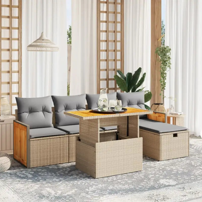 Lounge Tuinset in beige materiaal met gepoedercoat staal afmetingen - Tuinsets