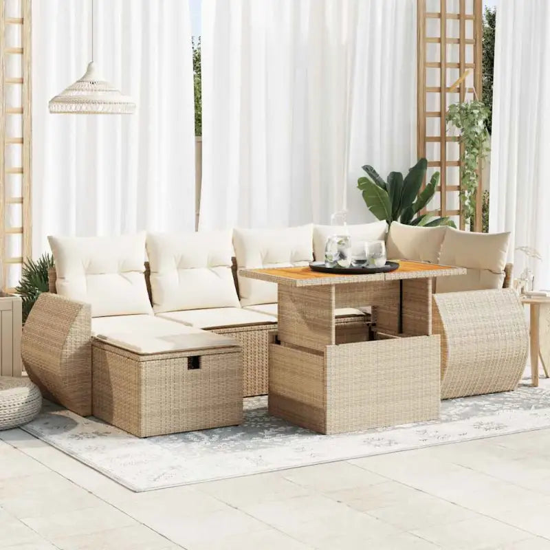 Lounge Tuinset in Beige Materiaal met Waterdichte Tas en Gepoedercoat Staal - beige en crèmekleurig / met opbergruimte
