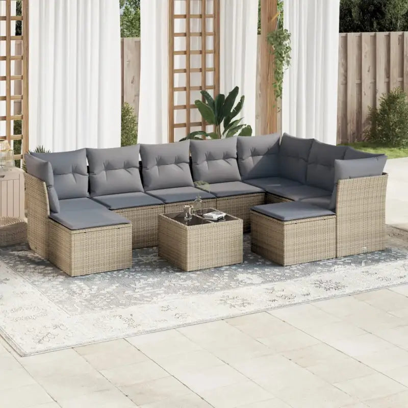 Lounge Tuinset in Beige Materiaal met Waterdichte Tas en Gepoedercoat Staal - Beige en grijs / Met tafel - Tuinsets