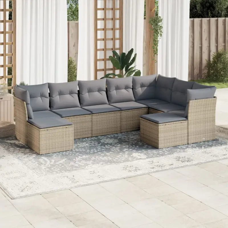 Lounge Tuinset in Beige Materiaal met Waterdichte Tas en Gepoedercoat Staal - Beige en grijs / Zonder tafel - Tuinsets