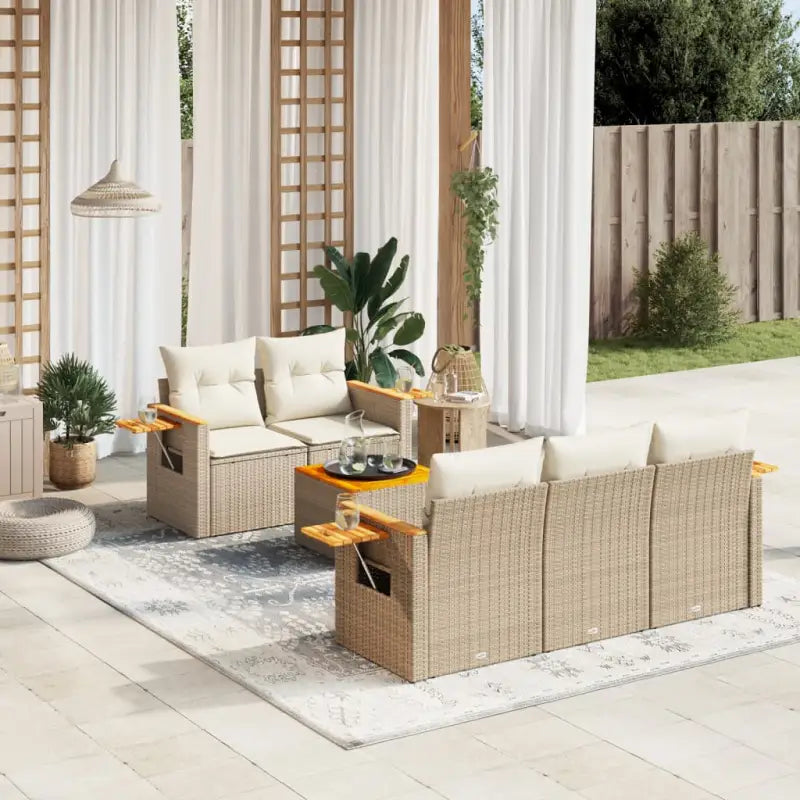 Lounge Tuinset in Beige Materiaal met Waterdichte Tas en Gepoedercoat Staal - beige en crèmekleurig - Tuinsets