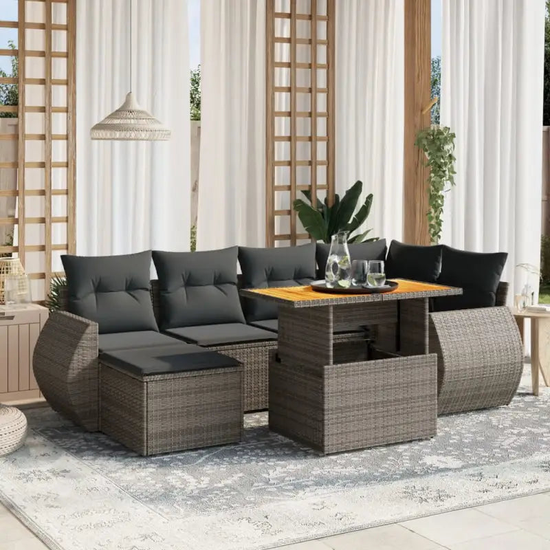 Lounge Tuinset in Beige Materiaal met Waterdichte Tas en Gepoedercoat Staal - Grijs / zonder opbergruimte - Tuinsets