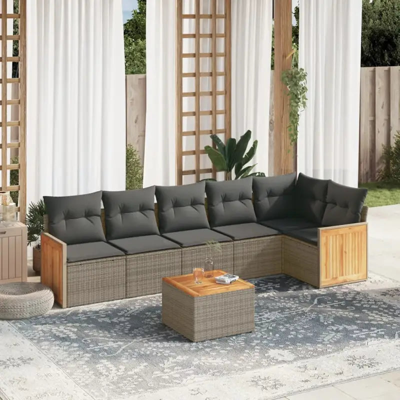 Lounge Tuinset in Beige Materiaal met Waterdichte Tas en Gepoedercoat Staal - Grijs / Met tafel - Tuinsets