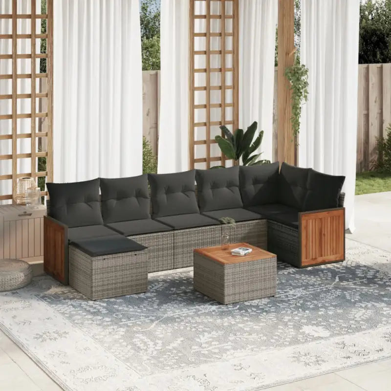 Lounge Tuinset in Beige met Gepoedercoat Staal Afmetingen - Grijs / Met tafel - Tuinsets