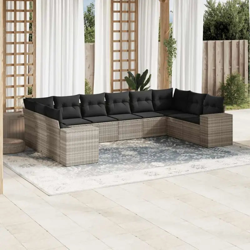 Lounge Tuinset in Beige met Gepoedercoat Staal Afmetingen - Lichtgrijs / Met tafel - Tuinsets