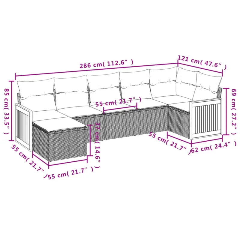 Lounge Tuinset in Beige met Gepoedercoat Staal Afmetingen - Tuinsets