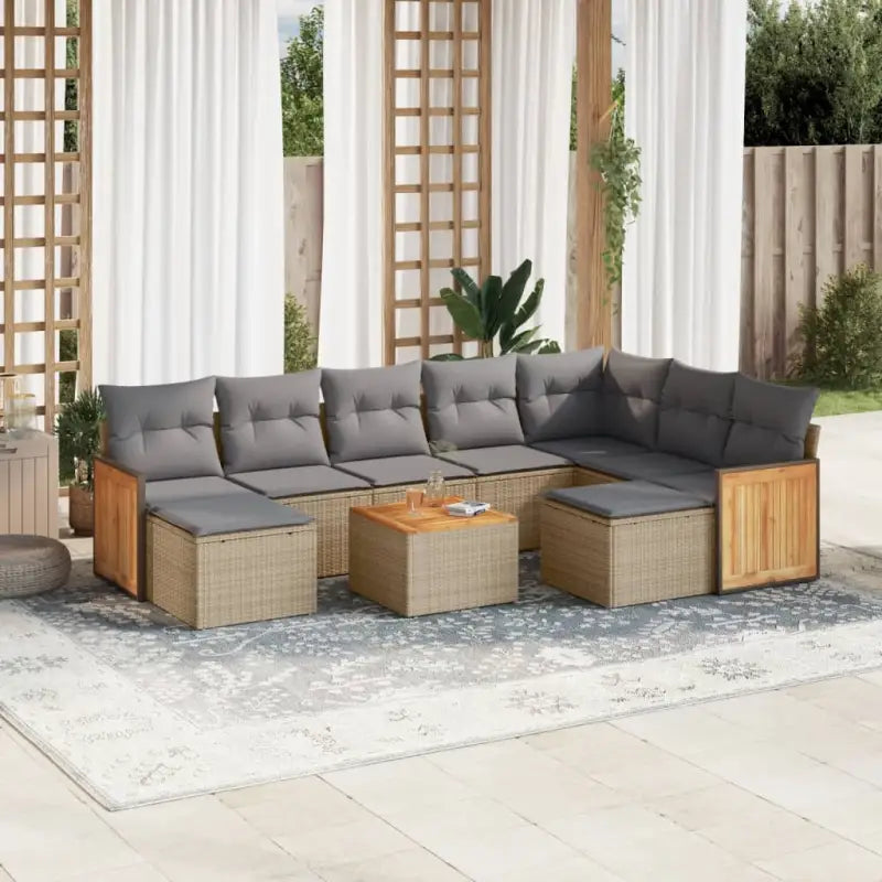 Lounge Tuinset in Beige met Gepoedercoat Staal en Afmetingen - Beige en grijs / Met tafel - Tuinsets