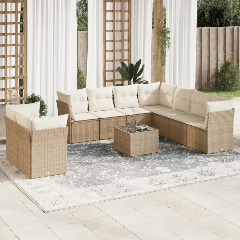 Lounge Tuinset in Beige met Gepoedercoat Staal en Waterdichte Tas - beige en crèmekleurig / Met tafel - Tuinsets