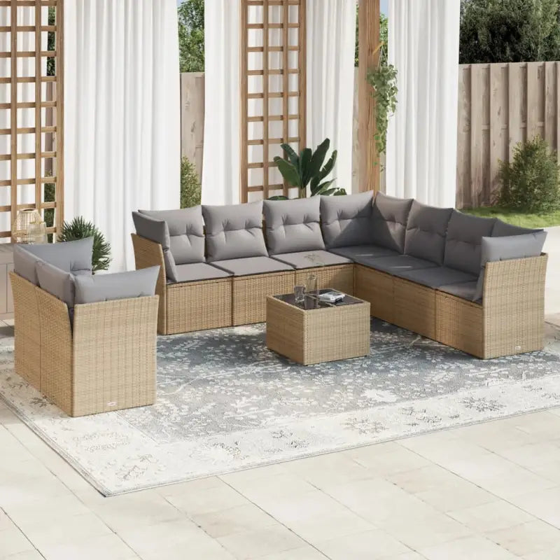 Lounge Tuinset in Beige met Gepoedercoat Staal en Waterdichte Tas - Beige en grijs / Met tafel - Tuinsets
