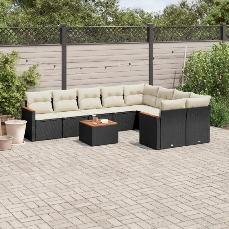 Lounge Tuinset in Beige met Waterdichte Tas en Gepoedercoat Staal - Zwart en crème / Met tafel - Tuinsets
