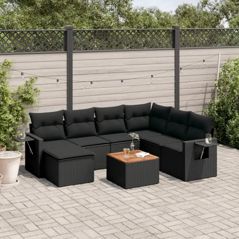 Lounge Tuinset in Beige met Waterdichte Tas en Gepoedercoat Staal - Zwart / 3x midden + Tafel + hoek - Tuinsets