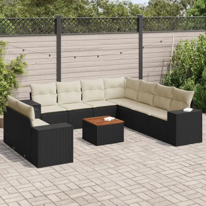 Lounge Tuinset in Beige met Waterdichte Tas en Gepoedercoat Staal - Zwart en crème - Tuinsets