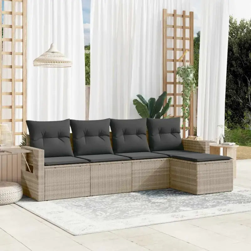 Lounge Tuinset in Beige van Gepoedercoat Staal met Afmetingen - Lichtgrijs / Zonder tafel - Tuinsets